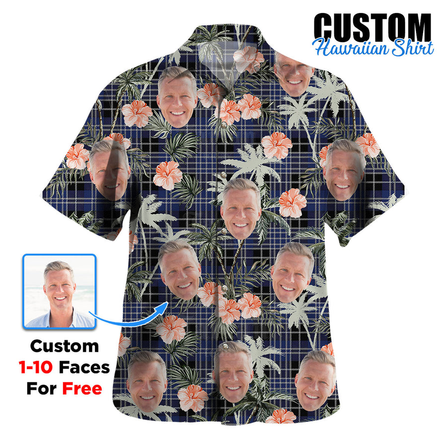 Clan Clark 1 Tartan Custom Face Hawaiian Shirt – Unisex Gift for Family Members, Summer Party ID43 Clark 1 Tartan Tartan Hawaii Shirt