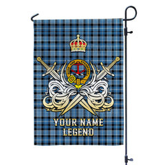 Custom Name Clan Clark Ancient Tartan Garden Flag with Clan Crest and the Golden Sword of Courageous Legacy JZ41
