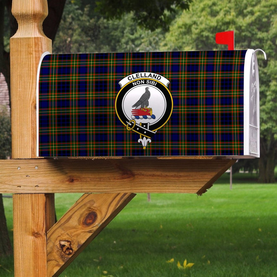 Clan Clelland Modern Tartan Crest Mailbox