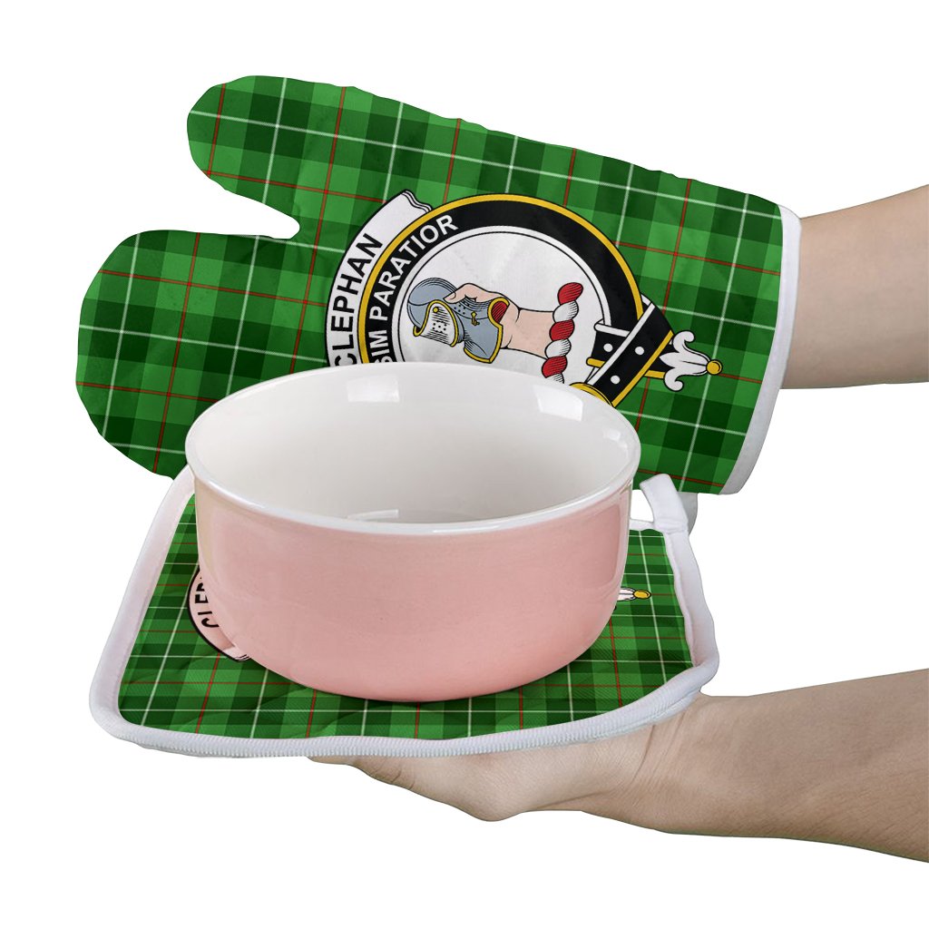 Clan Clephan Tartan Crest Oven Mitt And Pot Holder (2 Oven Mitts + 1 Pot Holder) QE54 Clan Clephan Tartan Today   