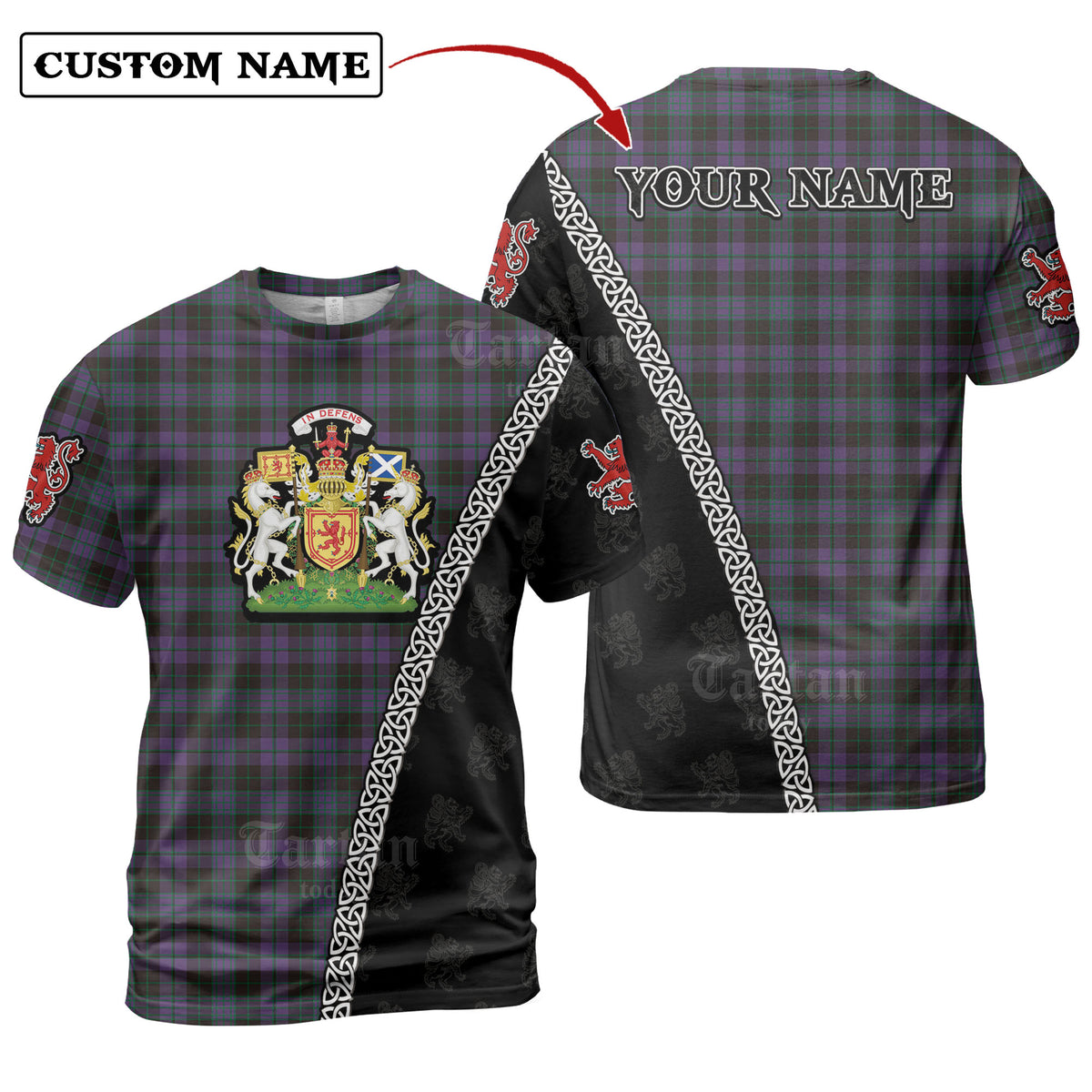 Clergy Green Tartan Shirt with Scotland Coat of Arms & Custom Name NE45