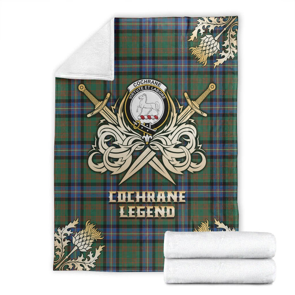 Clan Cochrane Ancient Tartan Gold Courage Symbol Blanket RC81 Clan Cochrane Tartan Today   
