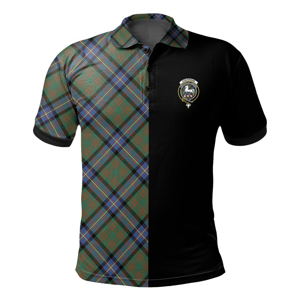 Clan Cochrane Ancient Tartan Polo Shirt Half of Me - Cross Style UP65 Cochrane Ancient Tartan Tartan Polo   