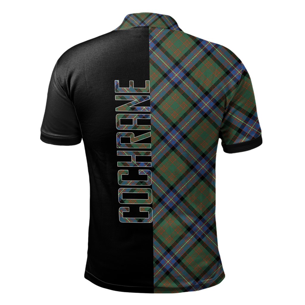 Clan Cochrane Ancient Tartan Polo Shirt Half of Me - Cross Style UP65 Cochrane Ancient Tartan Tartan Polo   