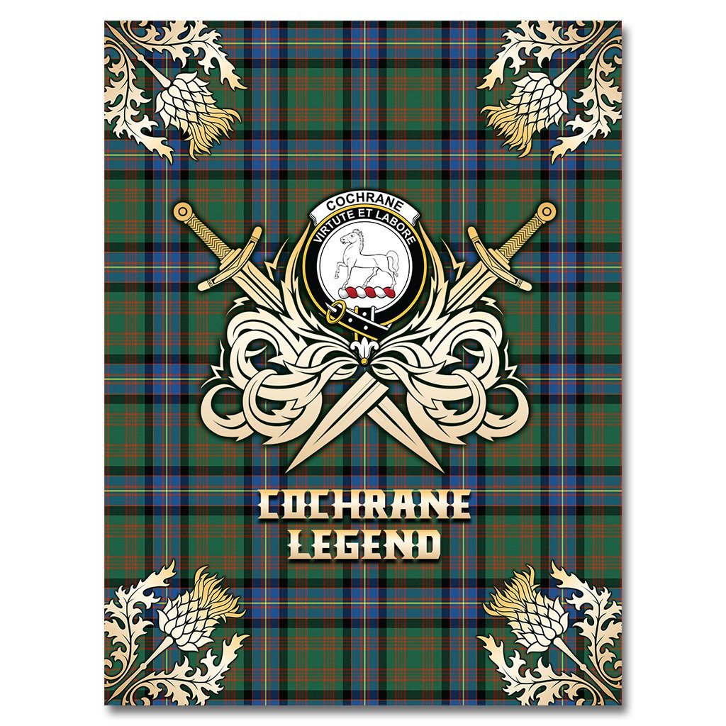 Clan Cochrane Ancient Tartan Gold Courage Symbol Blanket RC81 Clan Cochrane Tartan Today   