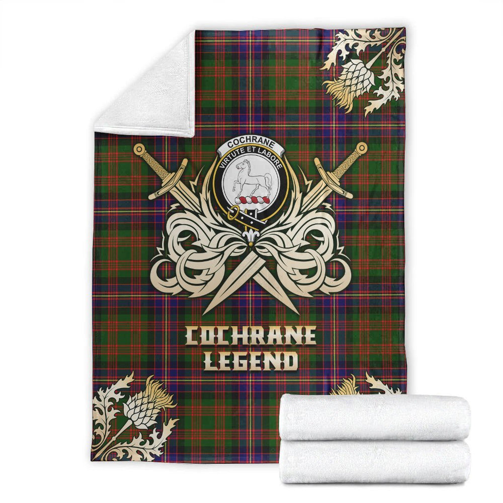 Clan Cochrane Modern Tartan Gold Courage Symbol Blanket UQ48 Clan Cochrane Tartan Today   