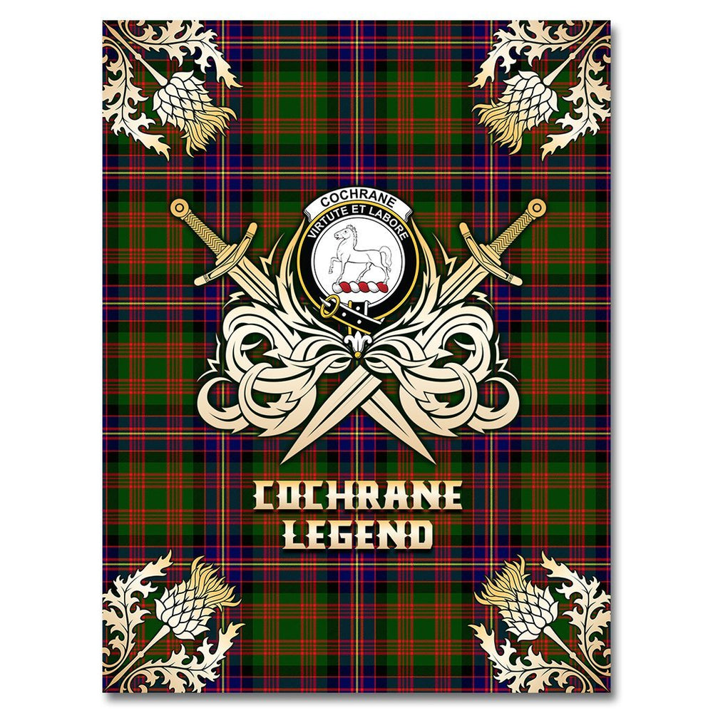 Clan Cochrane Modern Tartan Gold Courage Symbol Blanket UQ48 Clan Cochrane Tartan Today   