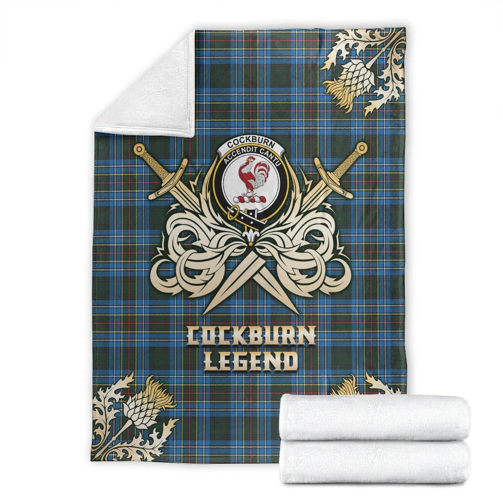 Clan Cockburn Modern Tartan Gold Courage Symbol Blanket EX37 Clan Cockburn Tartan Today   