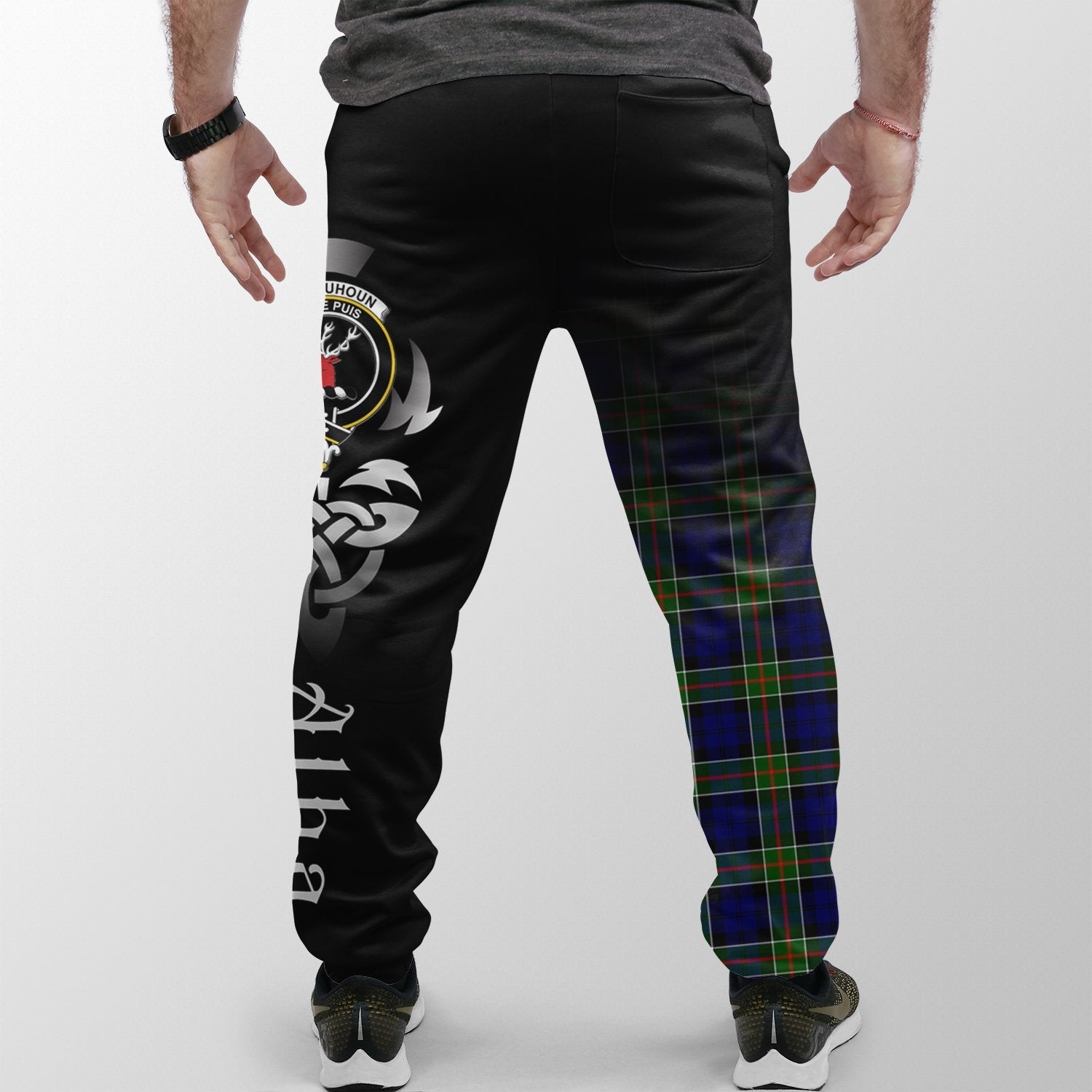 Clan Colquhoun Modern Tartan Crest Jogger Sweatpants  Alba Celtic Style UI90 Clan Colquhoun Tartan Today   
