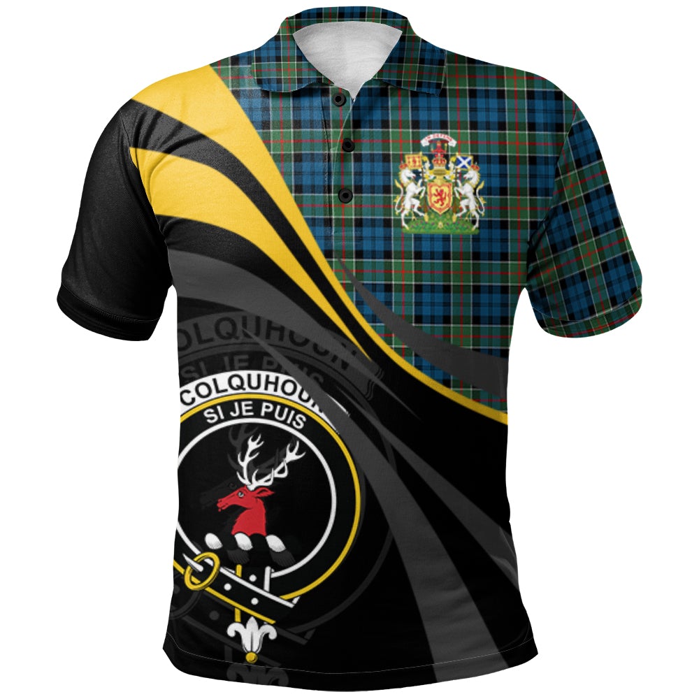 Clan Colquhoun Ancient Tartan Polo Shirt - Royal Coat Of Arms Style DS91 Colquhoun Ancient Tartan Tartan Polo   