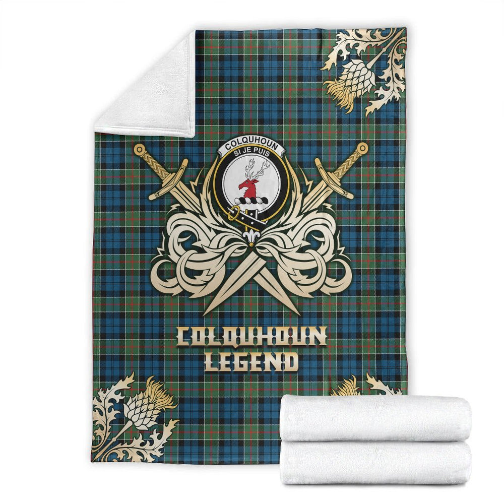 Clan Colquhoun Ancient Tartan Gold Courage Symbol Blanket KD82 Clan Colquhoun Tartan Today   
