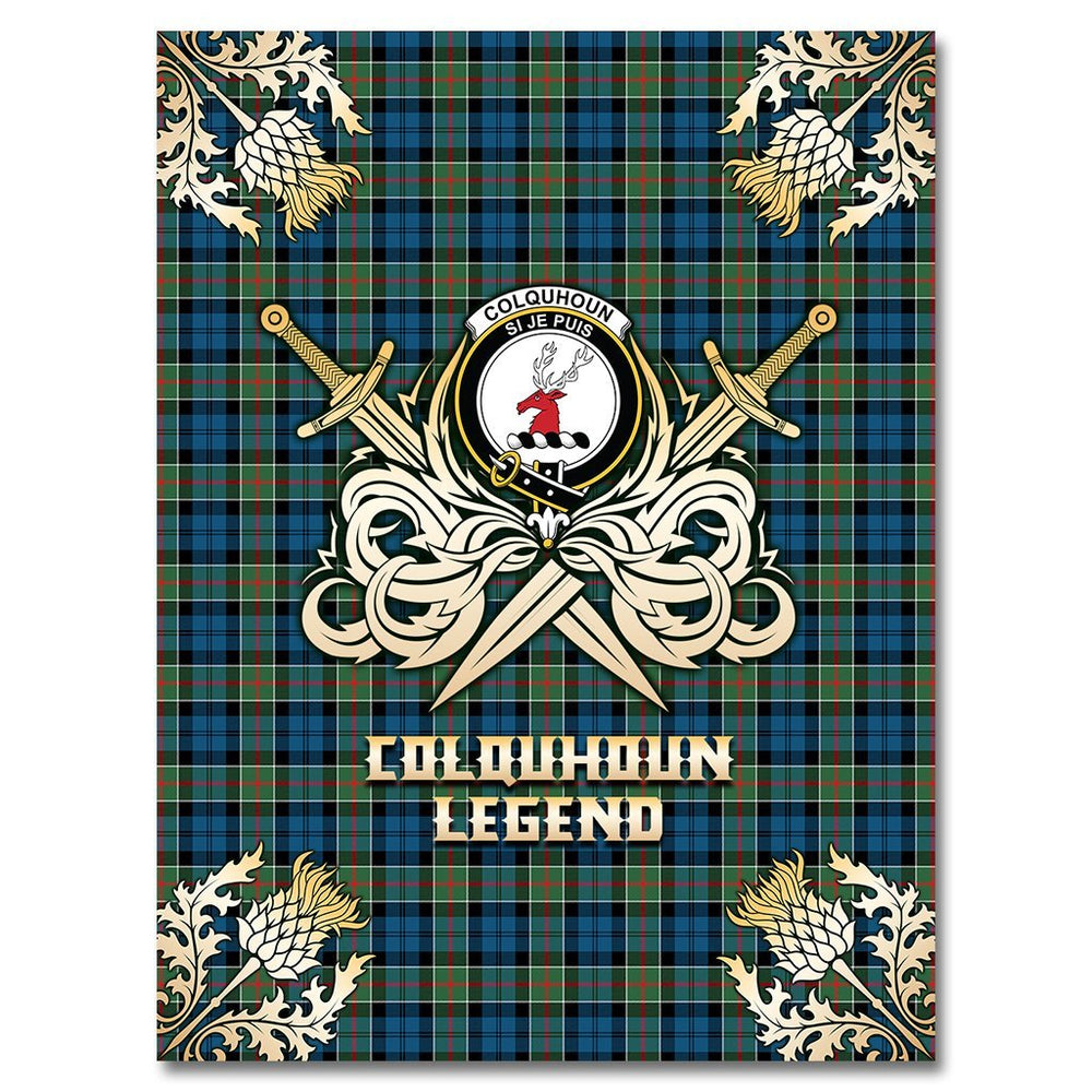 Clan Colquhoun Ancient Tartan Gold Courage Symbol Blanket KD82 Clan Colquhoun Tartan Today   