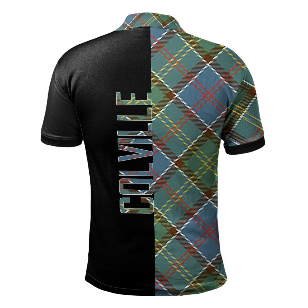 Clan Colville Tartan Polo Shirt Half of Me - Cross Style WJ65 Colville Tartan Tartan Polo   