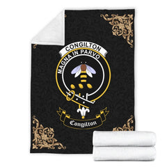 Clan Congilton Crest Tartan Premium Blanket Black XI41 Clan Hall Tartan Today   