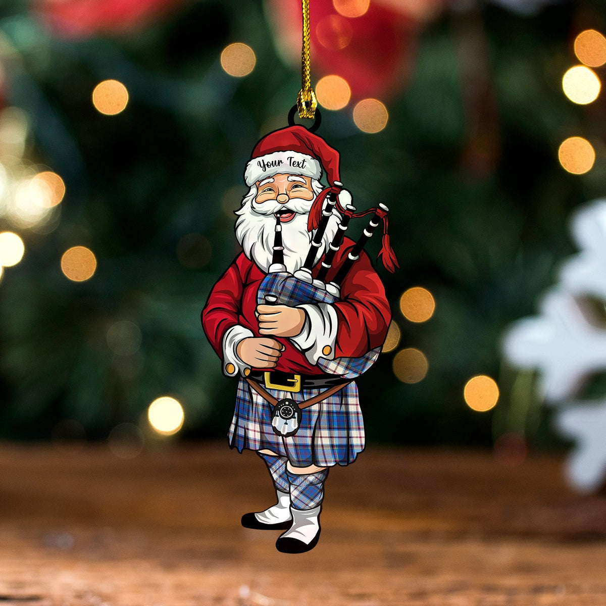 Cooper Dress Modern Tartan Wood Acrylic Ornament Santa Personalized