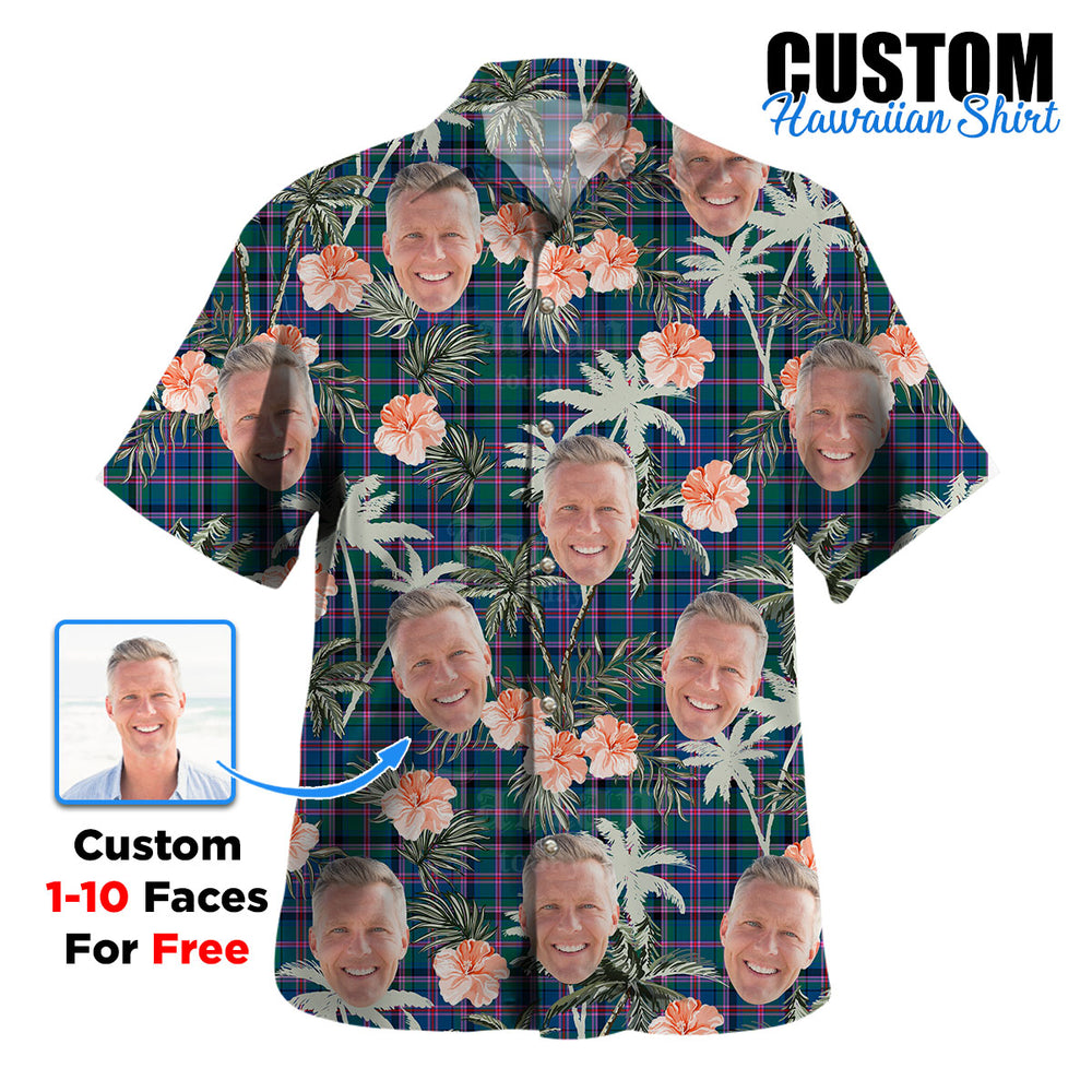 Clan Cooper Ancient Tartan Custom Face Hawaiian Shirt – Unisex Gift for Family Members, Summer Party WM25 Cooper Ancient Tartan Tartan Hawaii Shirt