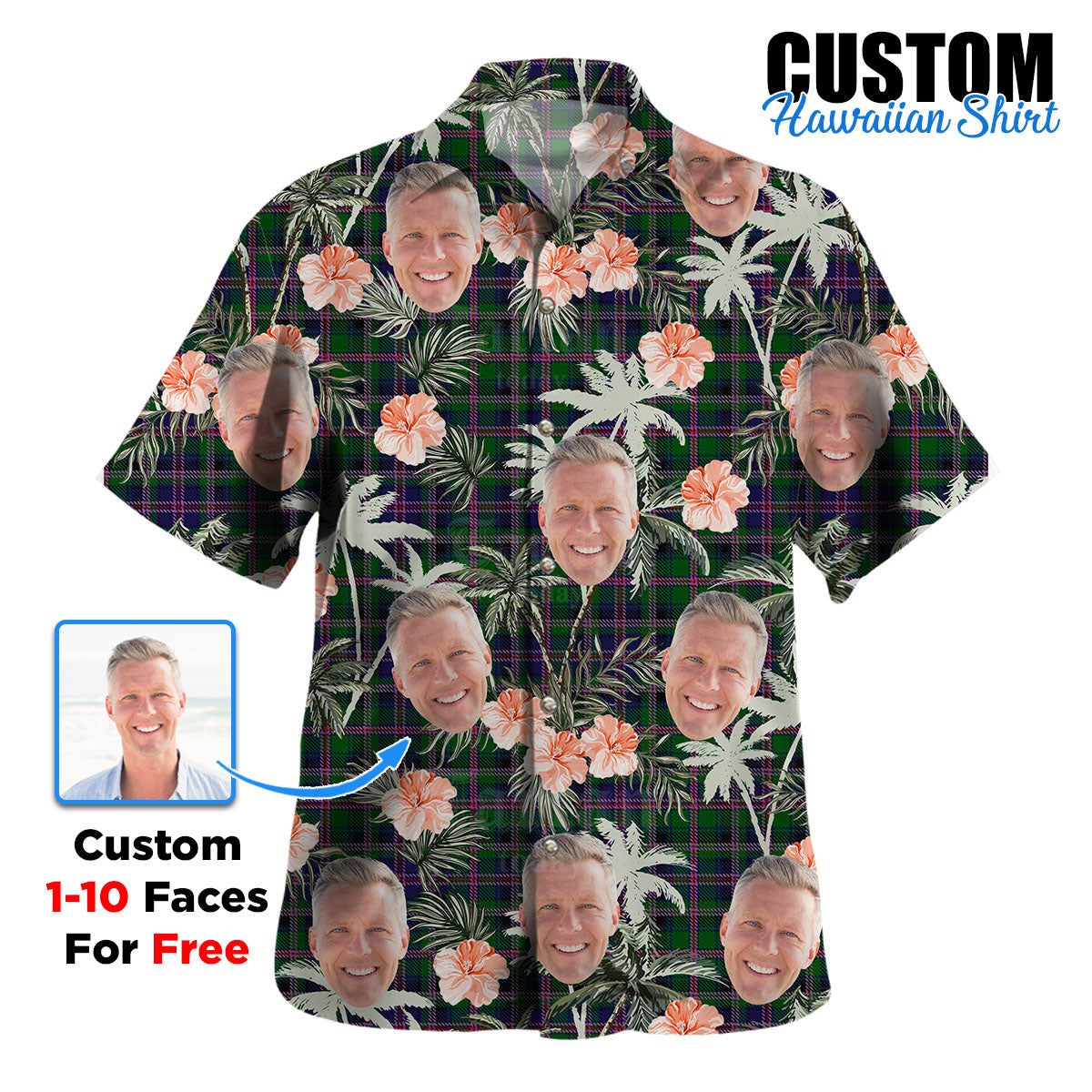 Clan Cooper Modern Tartan Custom Face Hawaiian Shirt – Unisex Gift for Family Members, Summer Party PD70 Cooper Modern Tartan Tartan Hawaii Shirt