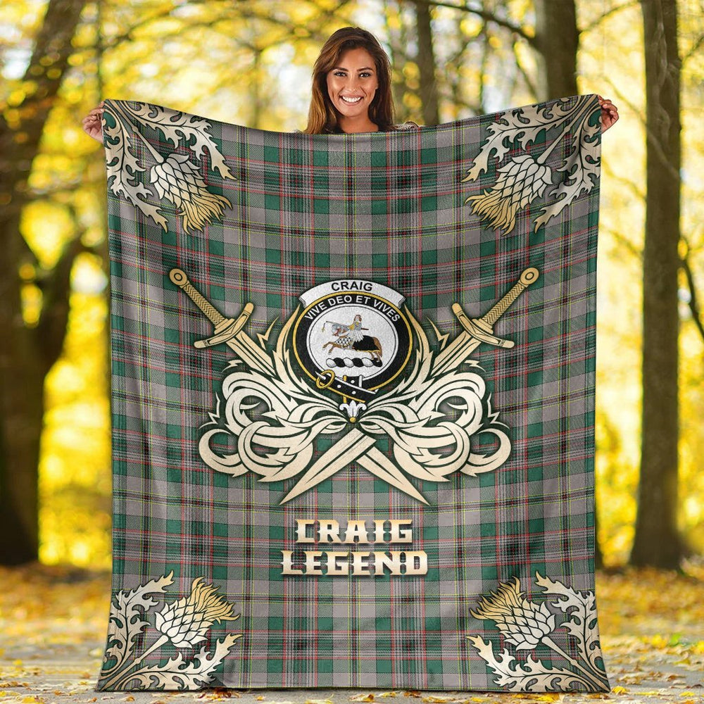 Clan Craig Ancient Tartan Gold Courage Symbol Blanket SZ80 Clan Craig Tartan Today   