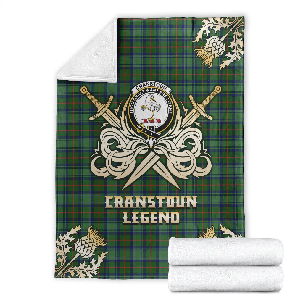 Clan Cranstoun Tartan Gold Courage Symbol Blanket BV24 Clan Cranstoun Tartan Today   