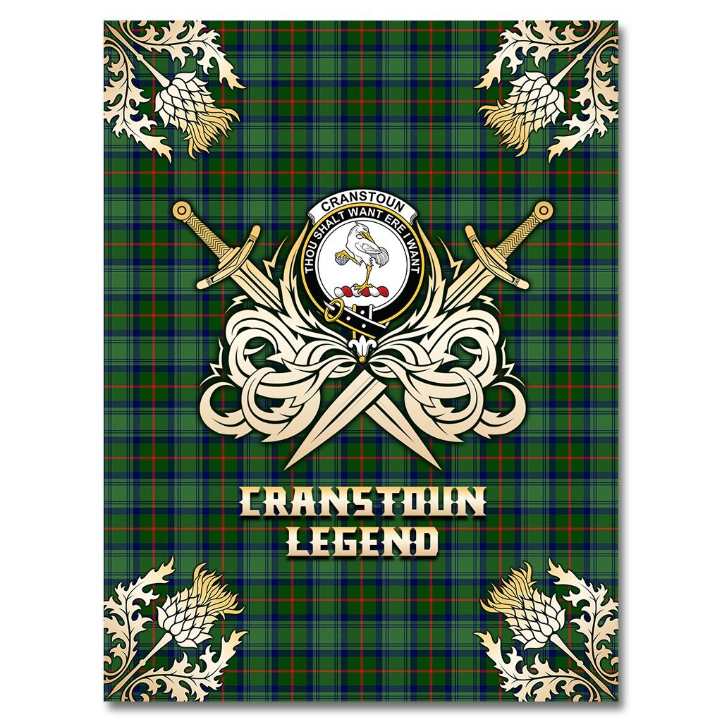 Clan Cranstoun Tartan Gold Courage Symbol Blanket BV24 Clan Cranstoun Tartan Today   