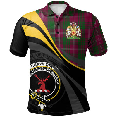 Clan Crawford Tartan Polo Shirt - Royal Coat Of Arms Style