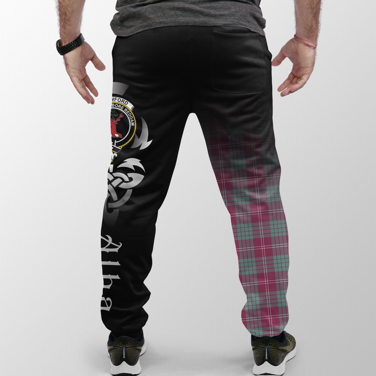Clan Crawford Ancient Tartan Crest Jogger Sweatpants  Alba Celtic Style GQ65 Clan Crawford Tartan Today   