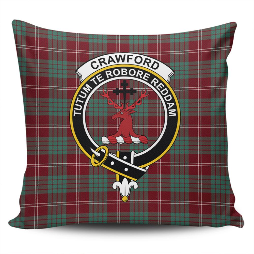 Clan Crawford Modern Tartan Crest Pillow Cover DH81 Clan Crawford Tartan Today   
