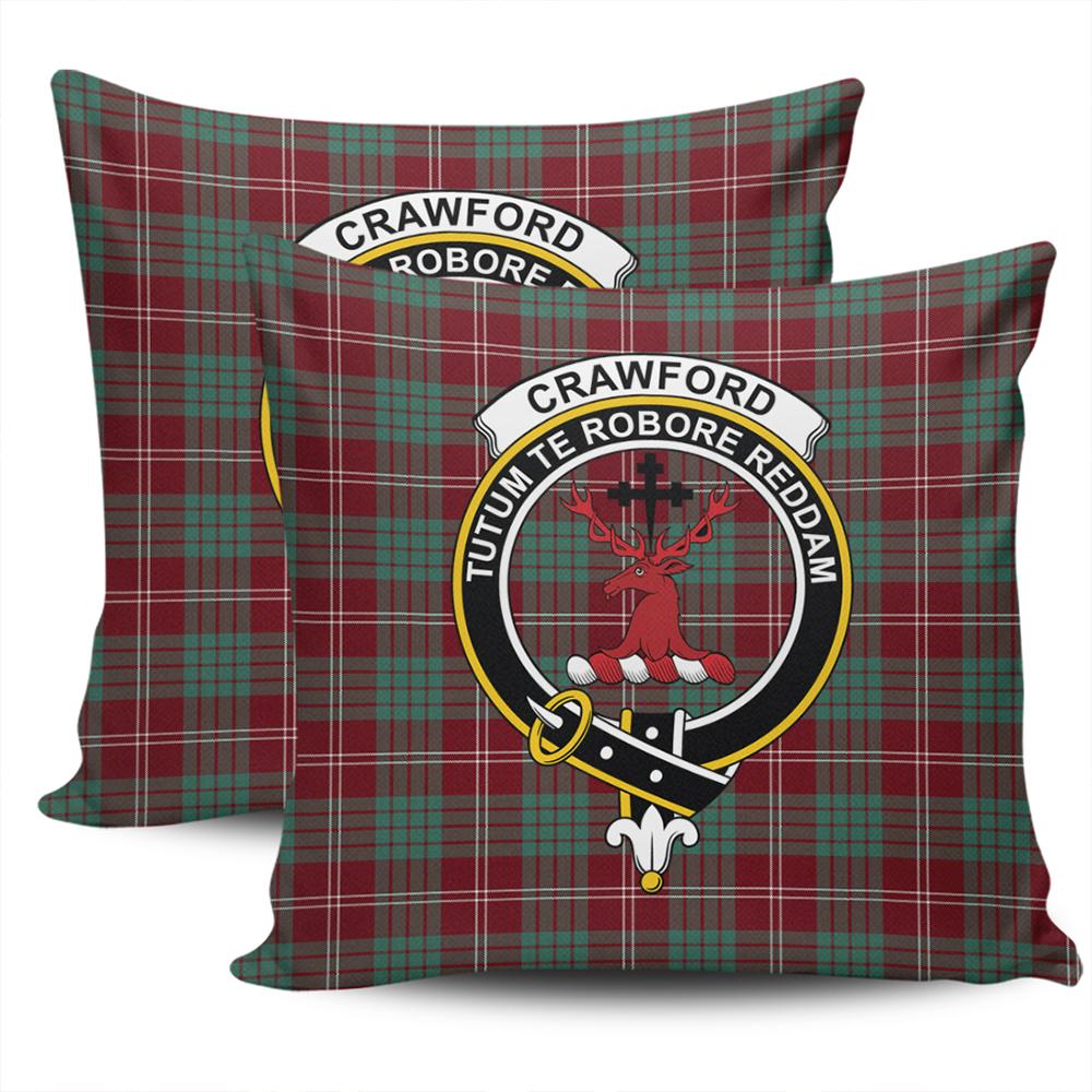Clan Crawford Modern Tartan Crest Pillow Cover DH81 Clan Crawford Tartan Today   