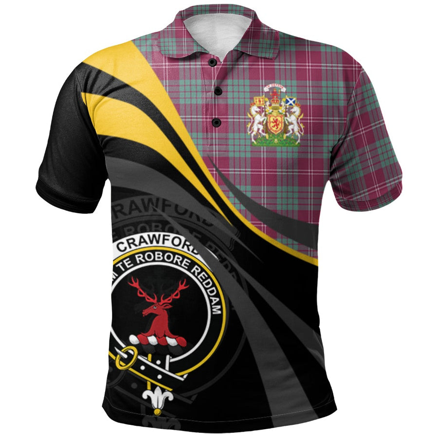Clan Crawford Ancient Tartan Polo Shirt - Royal Coat Of Arms Style FD59 Crawford Ancient Tartan Tartan Polo   