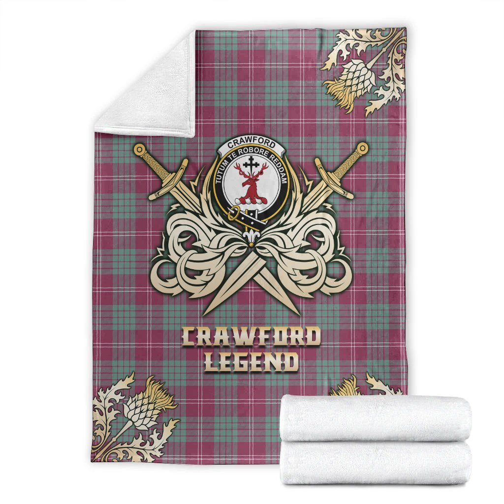 Clan Crawford Ancient Tartan Gold Courage Symbol Blanket FP94 Clan Crawford Tartan Today   