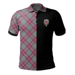 Clan Crawford Ancient Tartan Polo Shirt Half of Me - Cross Style WJ10 Crawford Ancient Tartan Tartan Polo   