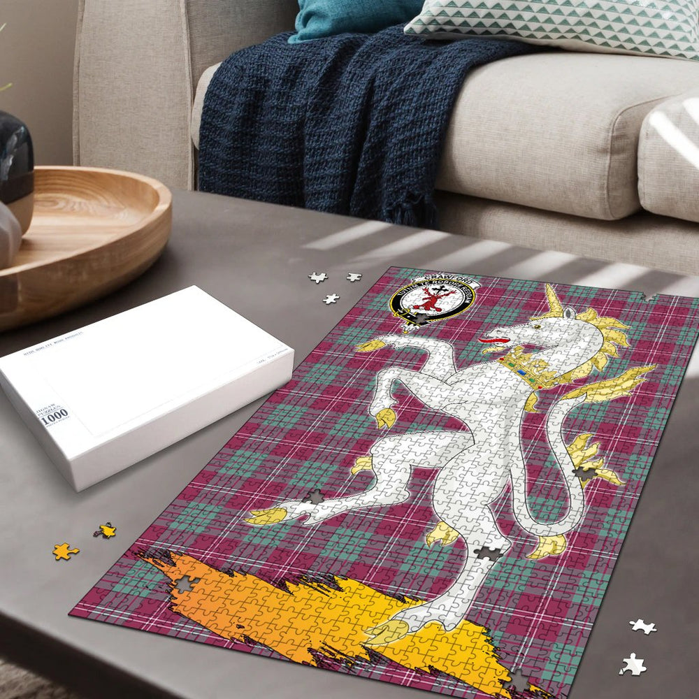 Clan Crawford Ancient Tartan Crest Unicorn Scotland Jigsaw Puzzles Gift For Family NE19 Clan Crawford Tartan Today   