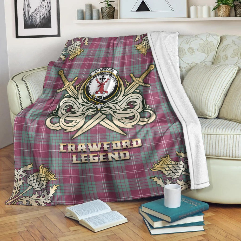 Clan Crawford Ancient Tartan Gold Courage Symbol Blanket FP94 Clan Crawford Tartan Today   