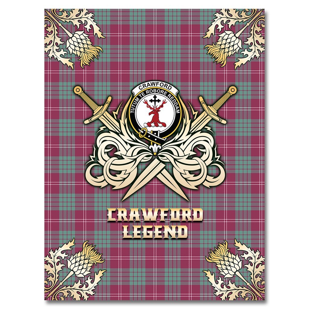 Clan Crawford Ancient Tartan Gold Courage Symbol Blanket FP94 Clan Crawford Tartan Today   