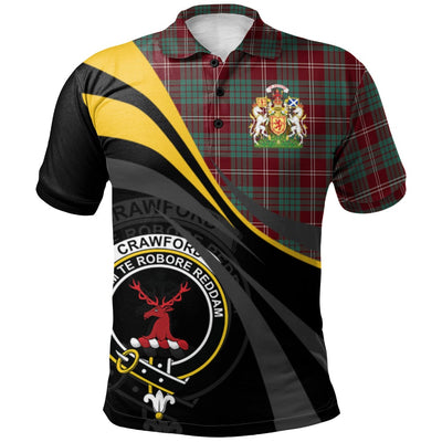 Clan Crawford Modern Tartan Polo Shirt - Royal Coat Of Arms Style