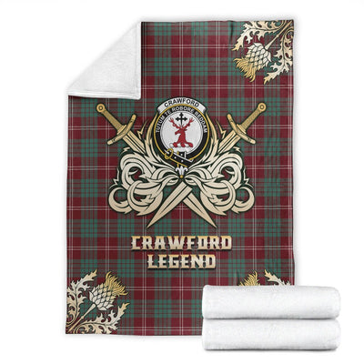 Clan Crawford Modern Tartan Gold Courage Symbol Blanket