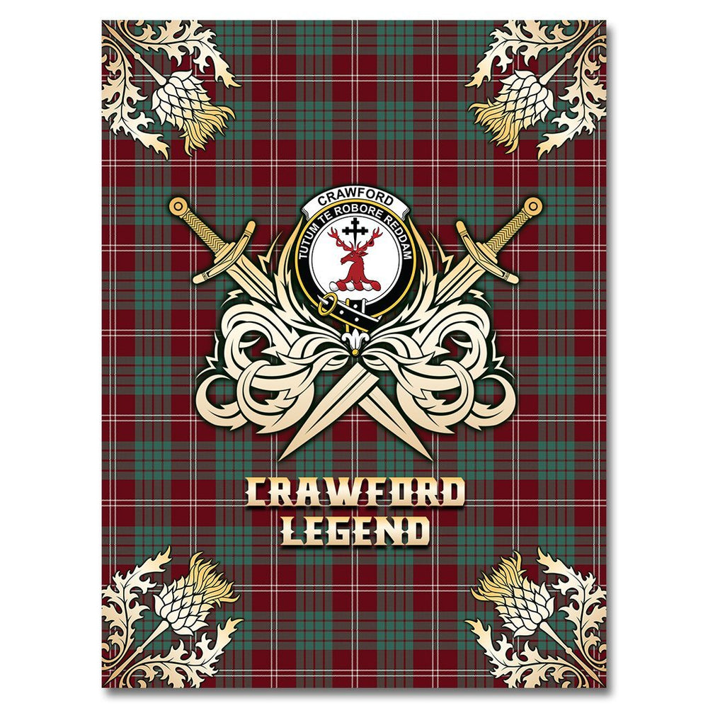 Clan Crawford Modern Tartan Gold Courage Symbol Blanket WS15 Clan Crawford Tartan Today   