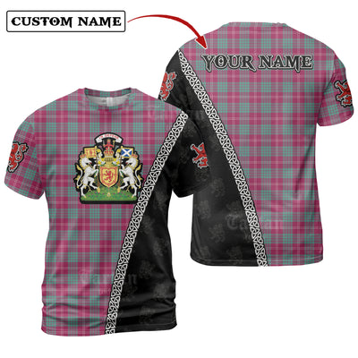 Personalized Clan Crawford Ancient Tartan Shirt with Scotland Coat of Arms & Custom Name