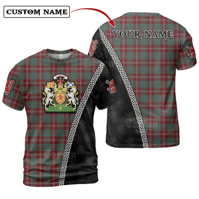 Personalized Clan Crawford Modern Tartan Shirt with Scotland Coat of Arms & Custom Name
