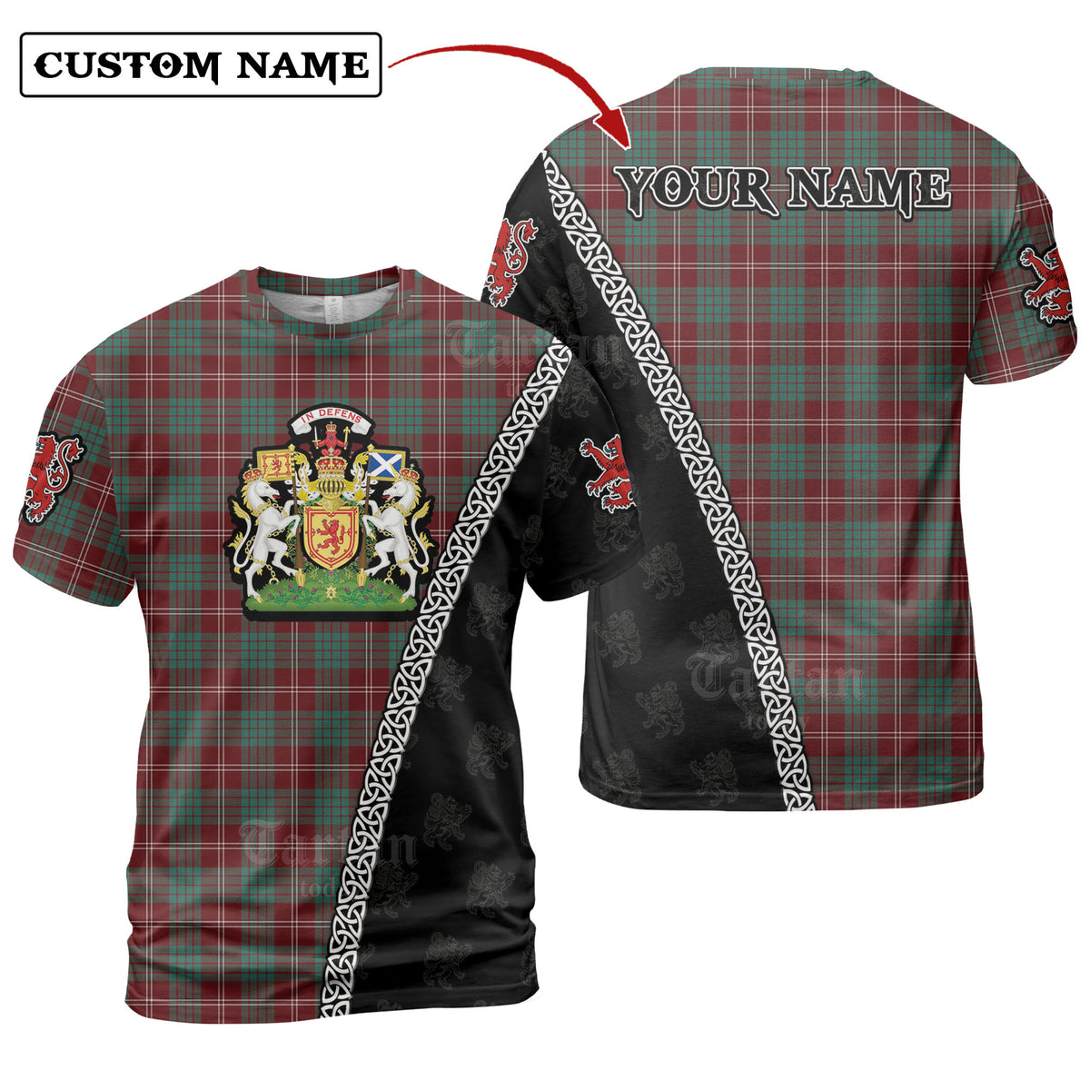 Crawford Modern Tartan Shirt with Scotland Coat of Arms & Custom Name FS56
