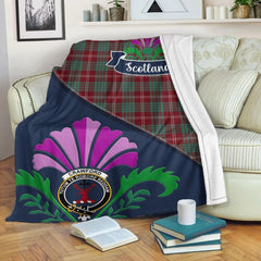 Clan Crawford Tartan Crest Premium Blanket Thistle Style LH69 Clan Crawford Tartan Today   