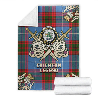 Clan Crichton Tartan Gold Courage Symbol Blanket