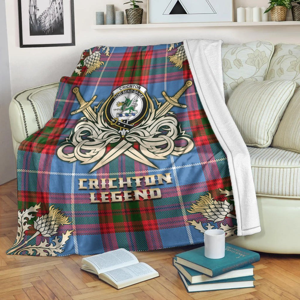 Clan Crichton Tartan Gold Courage Symbol Blanket MF66 Clan Crichton Tartan Today   