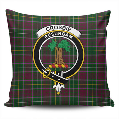 Clan Crosbie Tartan Crest Pillow Cover
