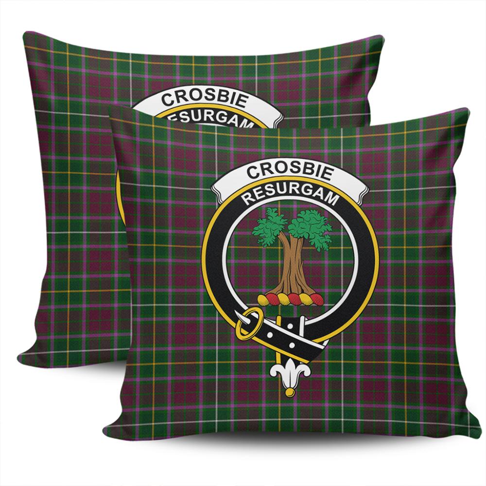 Clan Crosbie Tartan Crest Pillow Cover FM94 Clan Crosbie Tartan Today   