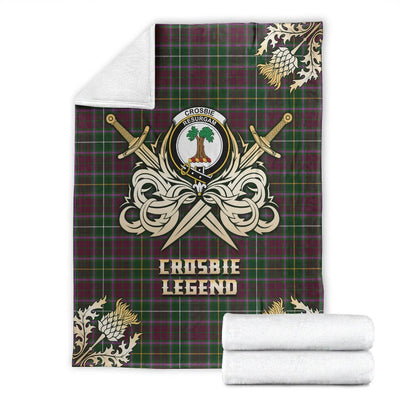 Clan Crosbie Tartan Gold Courage Symbol Blanket