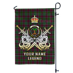 Custom Name Clan Crosbie Tartan Garden Flag with Clan Crest and the Golden Sword of Courageous Legacy HV47