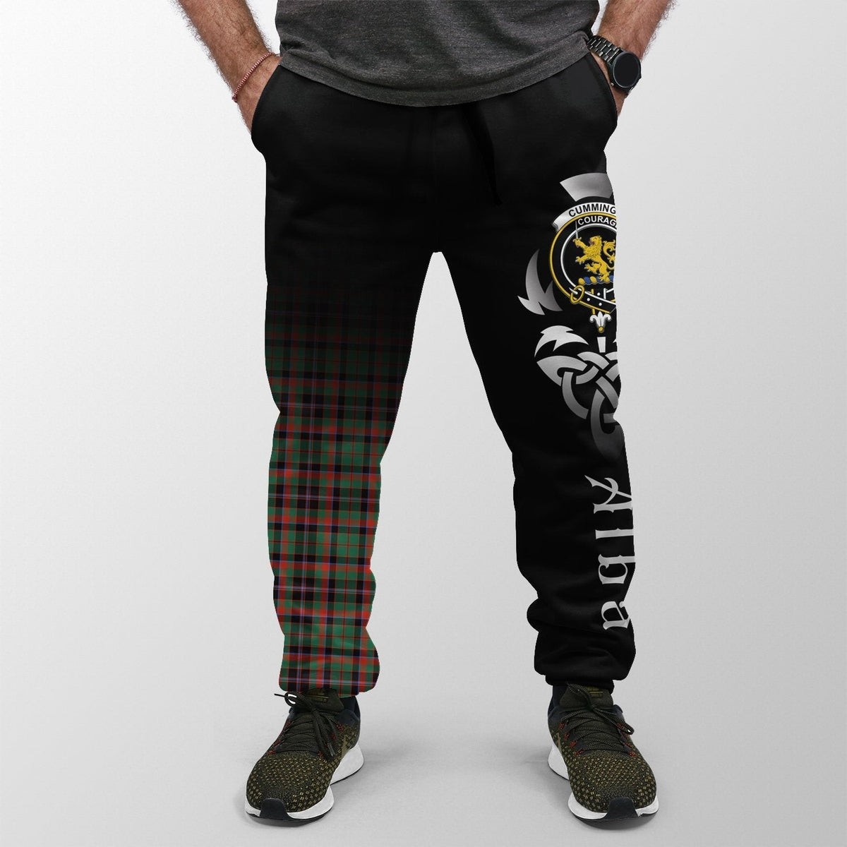 Clan Cumming Hunting Ancient Tartan Crest Jogger Sweatpants  Alba Celtic Style ZD86 Clan Cumming Tartan Today   