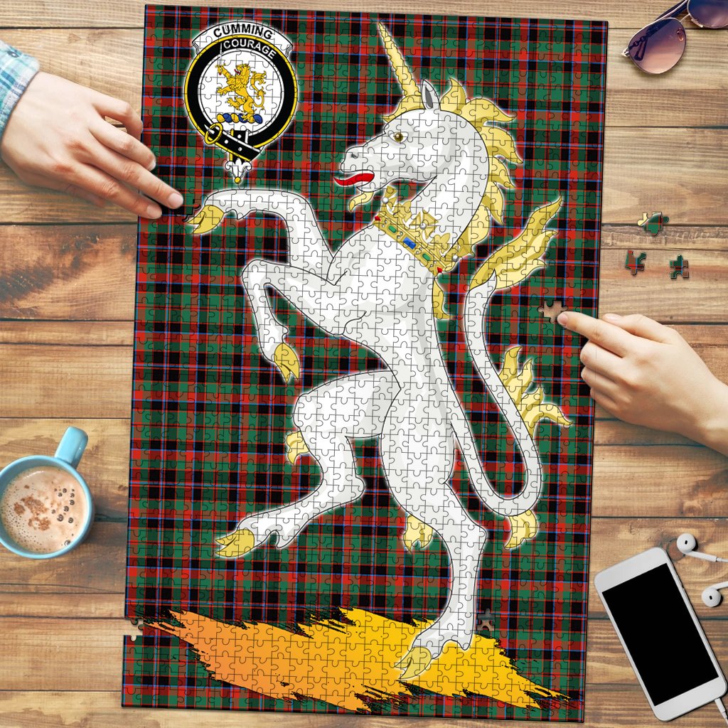 Clan Cumming Hunting Ancient Tartan Crest Unicorn Scotland Jigsaw Puzzles Gift For Family FO60 Clan Cumming Tartan Today   