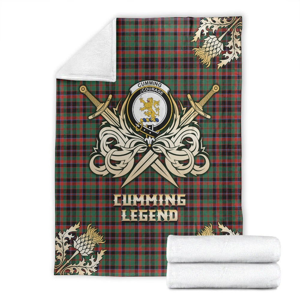 Clan Cumming Hunting Ancient Tartan Gold Courage Symbol Blanket AV17 Clan Cumming Tartan Today   